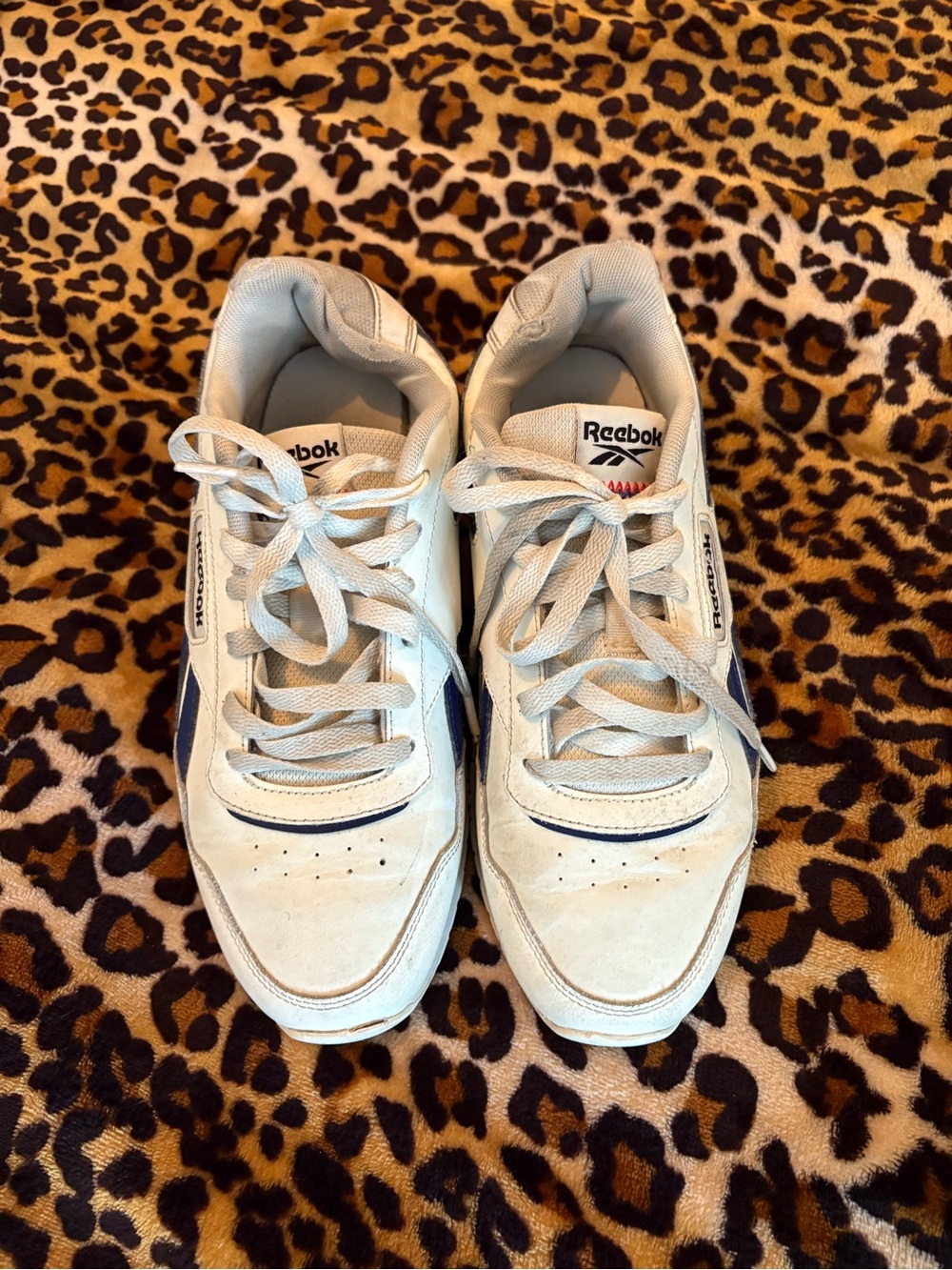 Reebok White Sneakers with Navy Side Stripe